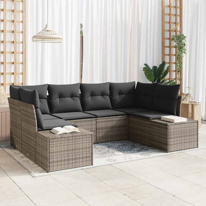 immagine 0 del prodotto vidaxl set divano da giardino con cuscino 6 pcs grigio poly rattan