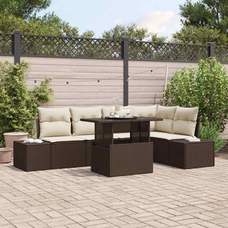 foto del prodotto vidaxl set divano da giardino con cuscino 6 pcs marrone poly rattan
