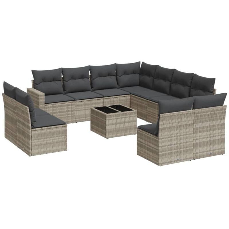 foto del prodotto vidaxl set divano giardino 12 pz con cuscini grigio chiaro polyrattan