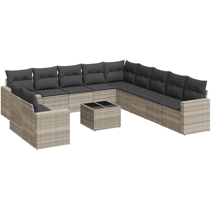 foto del prodotto vidaxl set divano giardino 12 pz con cuscini grigio chiaro polyrattan