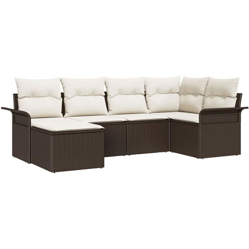 foto del prodotto vidaxl set divano giardino 6 pezzi con cuscini marrone polyrattan
