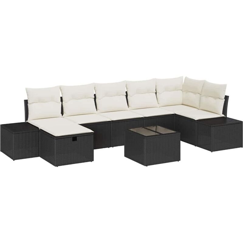 foto del prodotto vidaxl set divano giardino 8 pezzi con cuscini in polyrattan nero