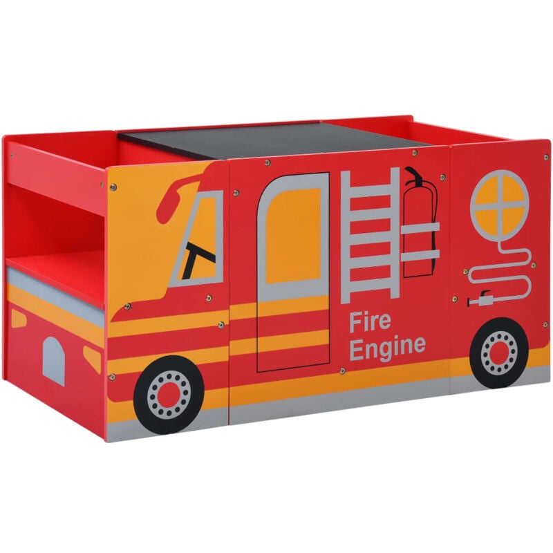 foto del prodotto vidaxl set e tavolo sedie per bambini 3pz design camion pompieri legno