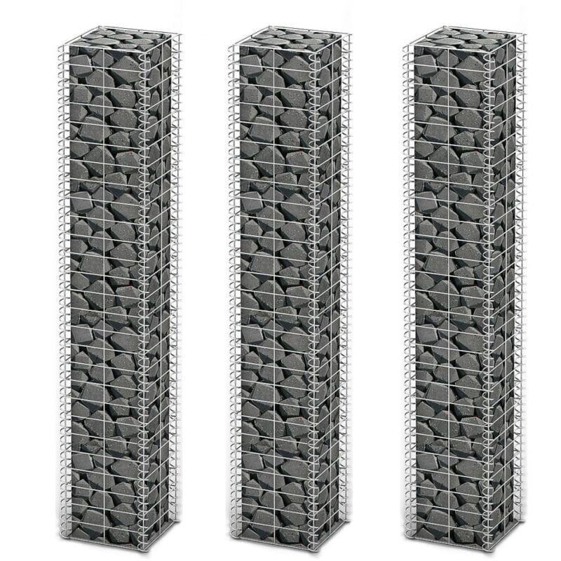 foto del prodotto vidaxl set gabbione 3 pz in filo zincato 25 x 25 x 150 cm