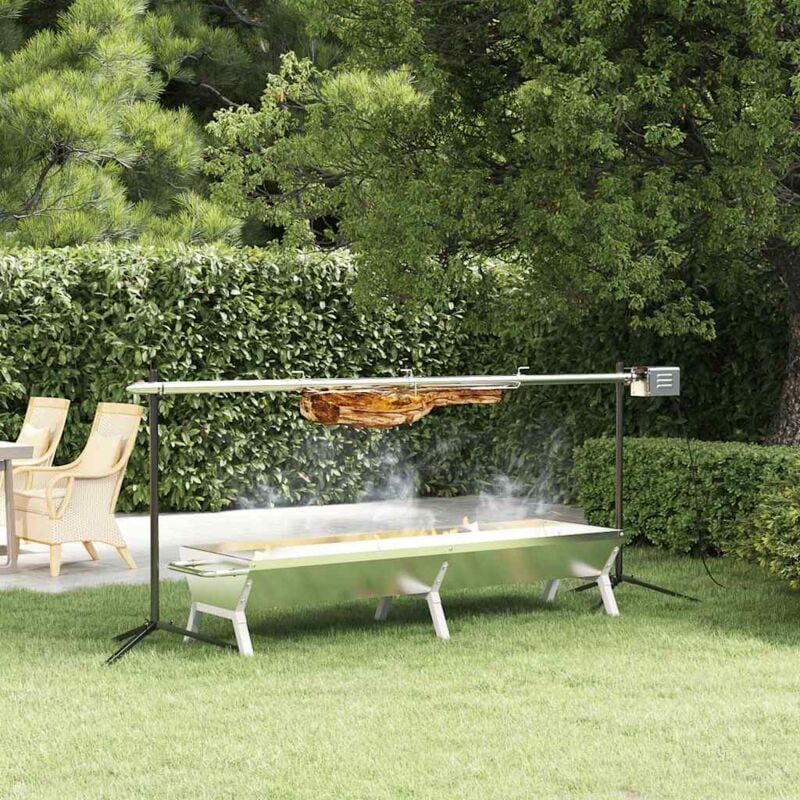 foto del prodotto vidaxl set griglia e vassoio barbecue automatico in acciaio inox