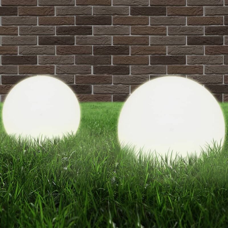 foto del prodotto vidaxl set lampade a led sferiche perfette per giardini in pmma 2 pz bianco vari dimensioni dimensioni 20 cm