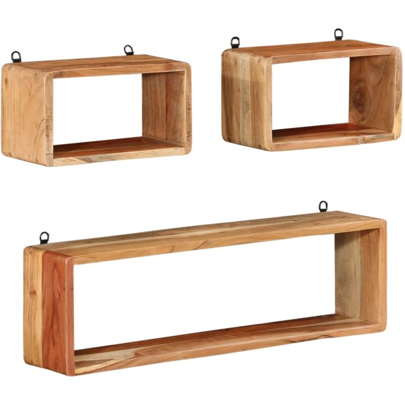 foto del prodotto vidaxl set mensole cubiche da parete 3 pz in legno massello di acacia