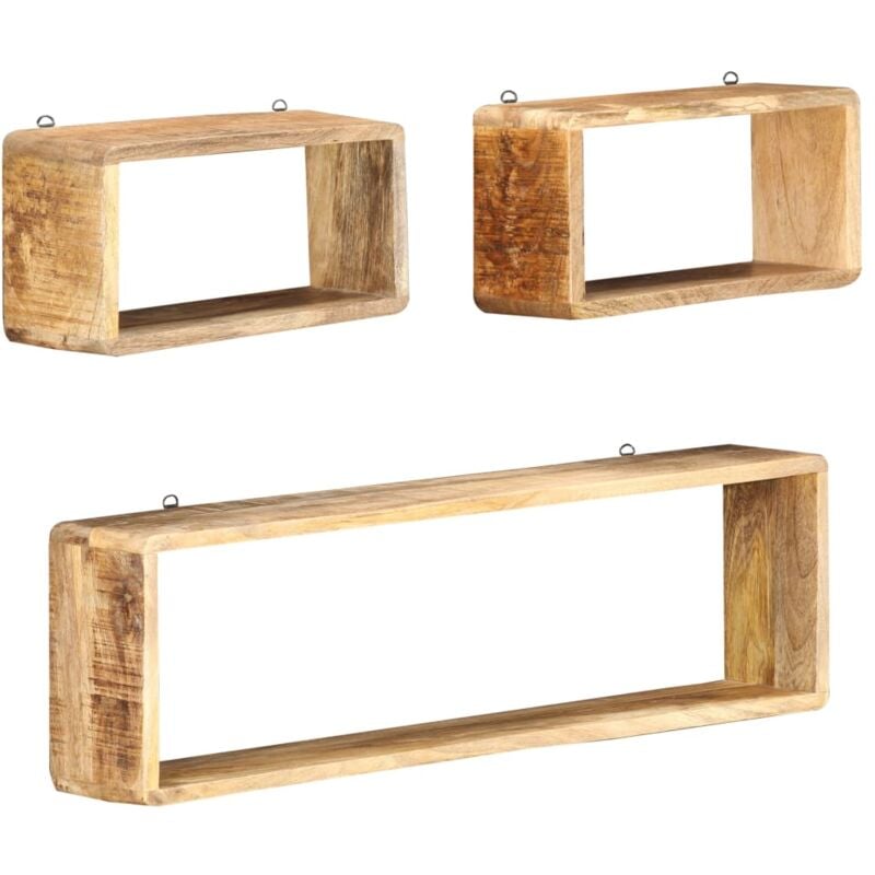 foto del prodotto vidaxl set mensole cubiche da parete 3 pz in legno massello di mango