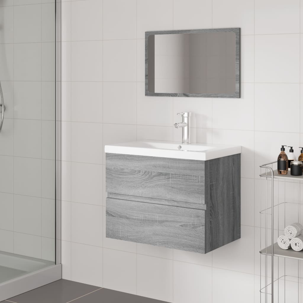 foto del prodotto vidaxl set mobile da bagno con lavabo incorporato specchio vari colori disponibili colore cemento