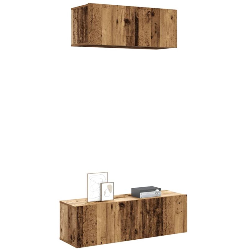 foto del prodotto vidaxl set mobile tv 2 pz montato a parete legno antico in truciolato