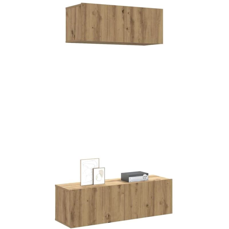 foto del prodotto vidaxl set mobile tv 2 pz montato a parete rovere in legno multistrato