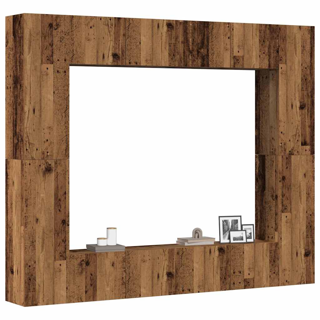 foto del prodotto vidaxl set mobile tv 8 pz montato a parete legno antico in truciolato