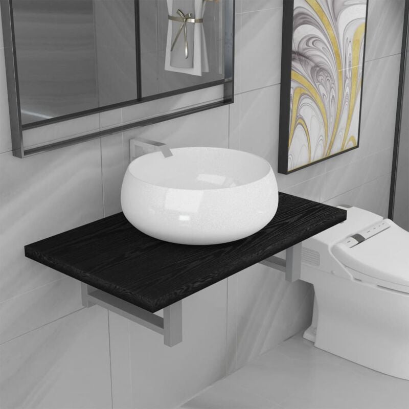 foto del prodotto vidaxl set mobili da bagno 2 pz ceramica nero