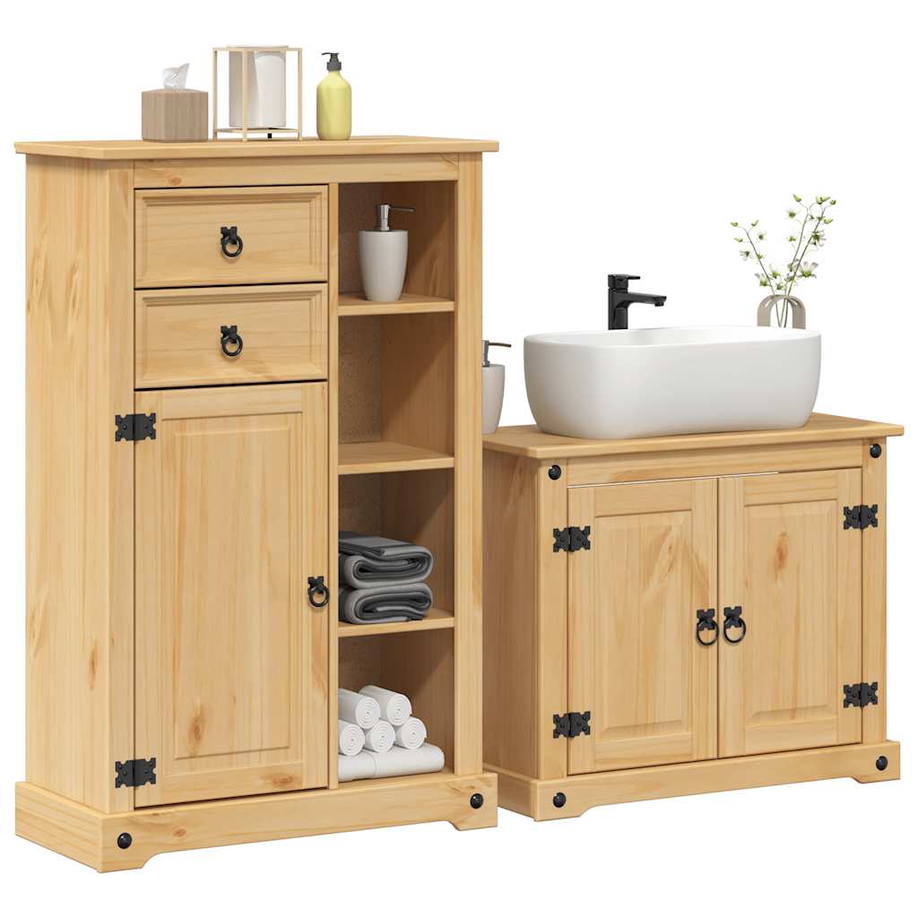 foto del prodotto vidaxl set mobili da bagno 2 pz corona in legno massello di pino
