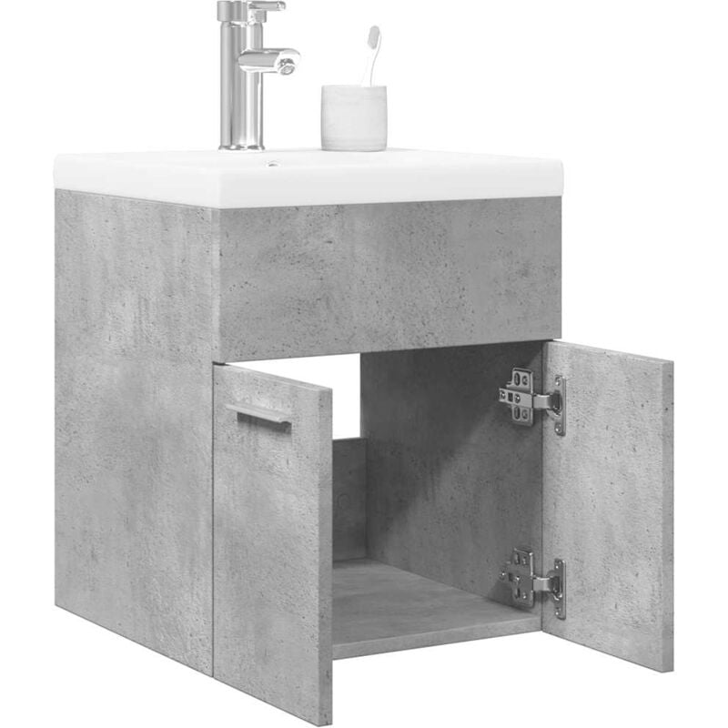 foto del prodotto vidaxl set mobili da bagno 2 pz grigio cemento in legno multistrato
