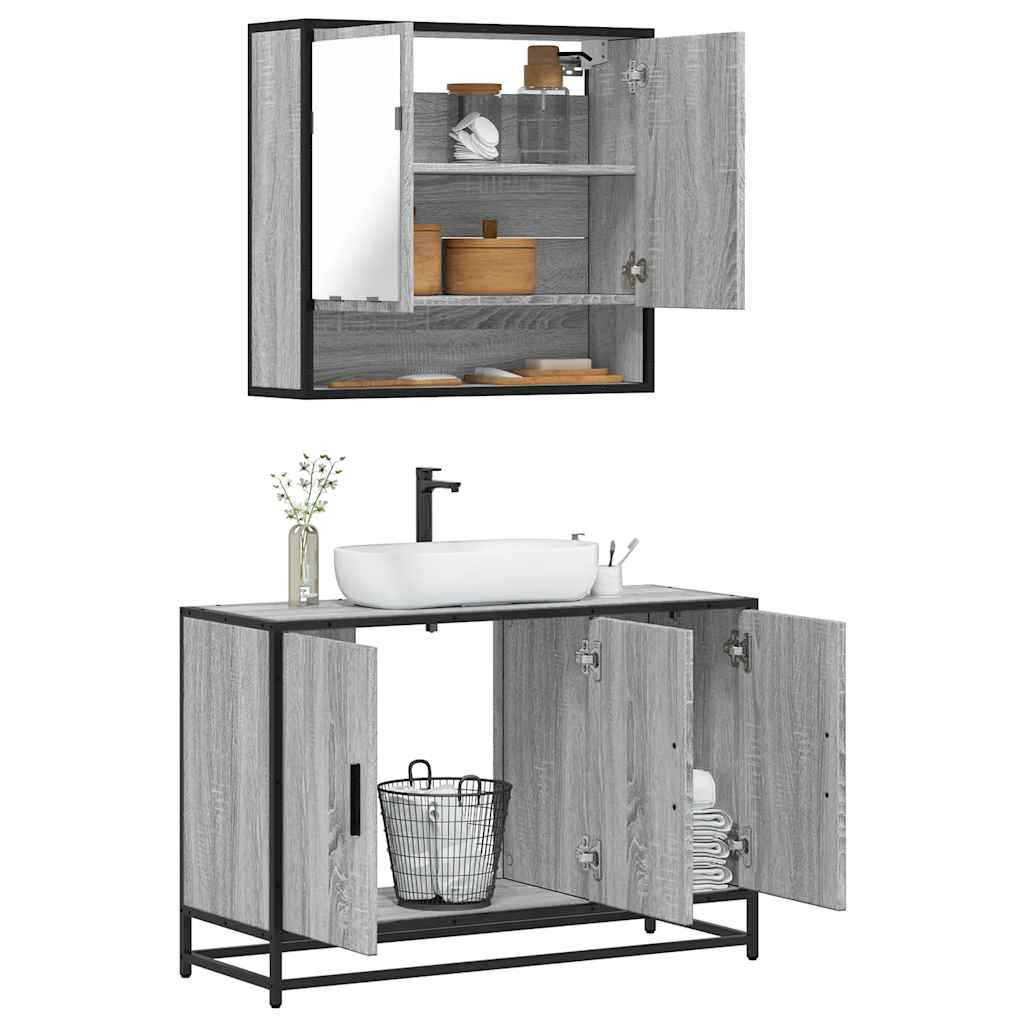 foto del prodotto vidaxl set mobili da bagno 2 pz grigio sonoma in legno multistrato