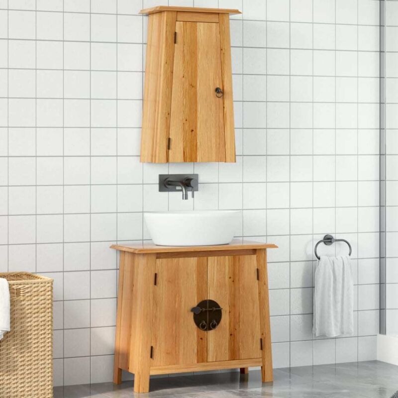 foto del prodotto vidaxl set mobili da bagno 2 pz in legno massello di pino