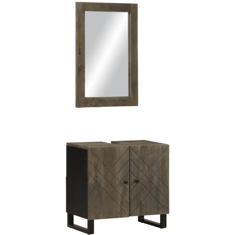 foto del prodotto vidaxl set mobili da bagno 2 pz nero in legno massello di mango