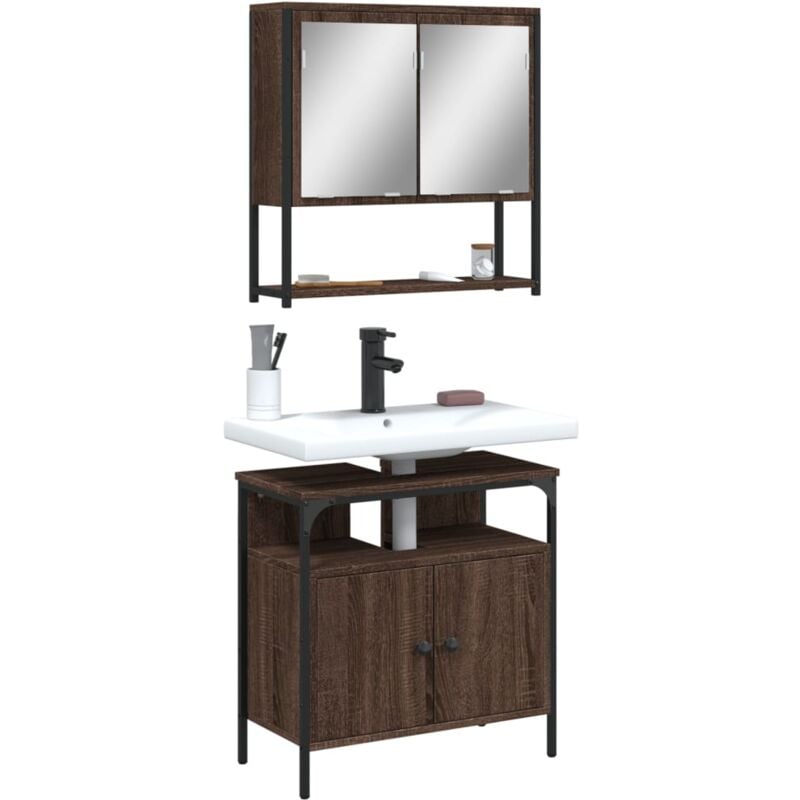 foto del prodotto vidaxl set mobili da bagno 2 pz rovere marrone in legno multistrato