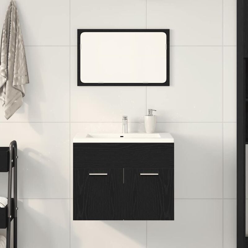 foto del prodotto vidaxl set mobili da bagno 2 pz rovere nero in legno multistrato