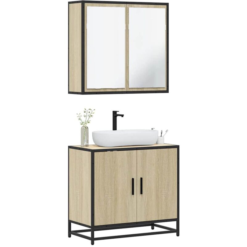 foto del prodotto vidaxl set mobili da bagno 2 pz rovere sonoma in legno multistrato