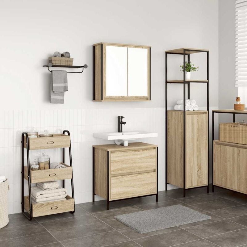 foto del prodotto vidaxl set mobili da bagno 2 pz rovere sonoma in legno multistrato