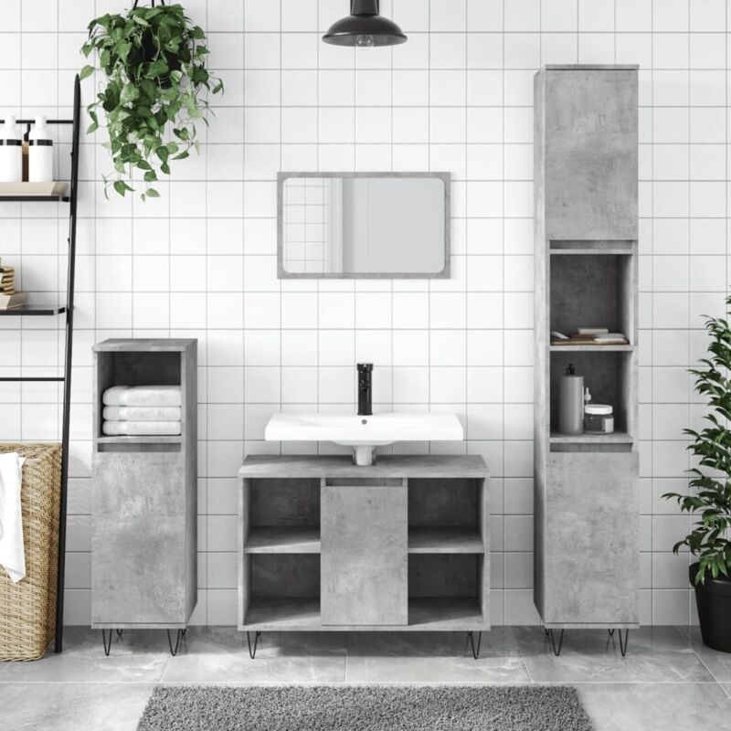 foto del prodotto vidaxl set mobili da bagno 3 pz grigio cemento in legno multistrato
