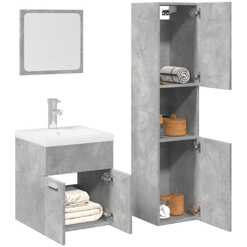 foto del prodotto vidaxl set mobili da bagno 3 pz grigio cemento in legno multistrato
