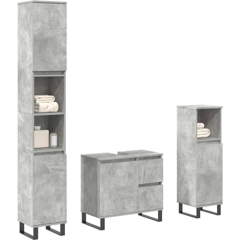 foto del prodotto vidaxl set mobili da bagno 3 pz grigio cemento in legno multistrato