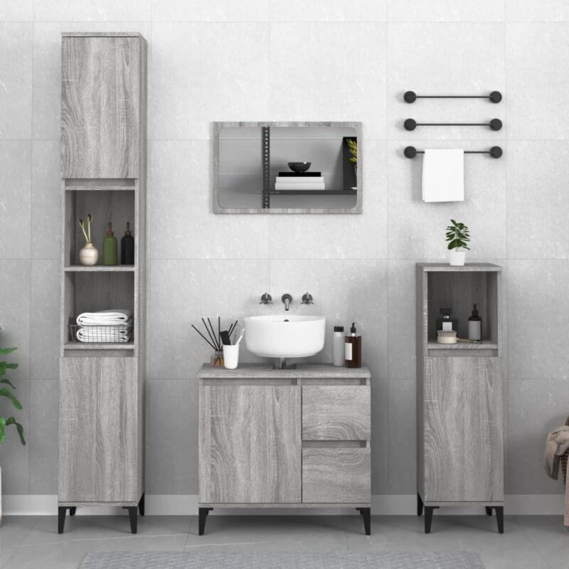 foto del prodotto vidaxl set mobili da bagno 3 pz grigio sonoma in legno multistrato