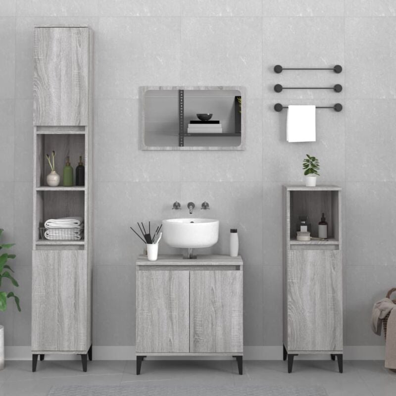 foto del prodotto vidaxl set mobili da bagno 3 pz grigio sonoma in legno multistrato