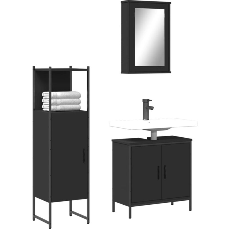 foto del prodotto vidaxl set mobili da bagno 3 pz nero in legno multistrato