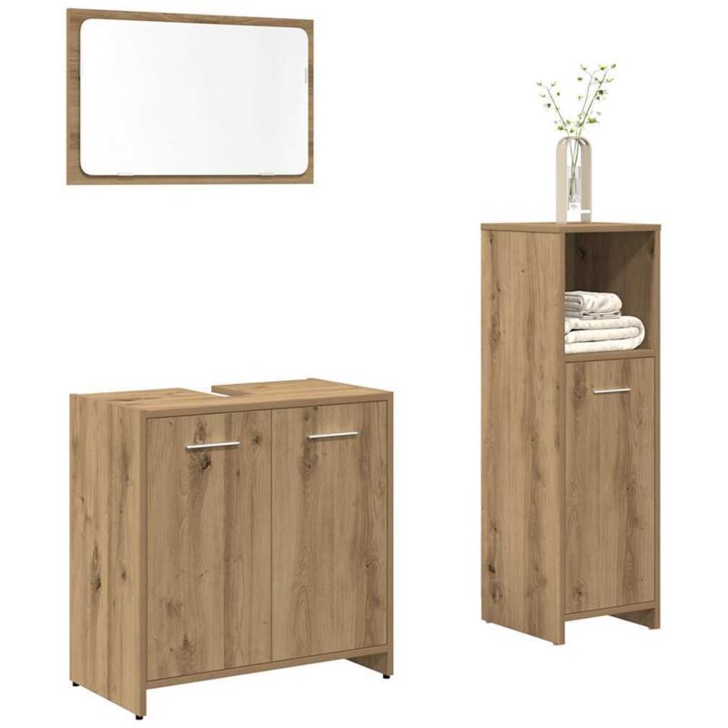 foto del prodotto vidaxl set mobili da bagno 3 pz rovere artigianale legno multistrato