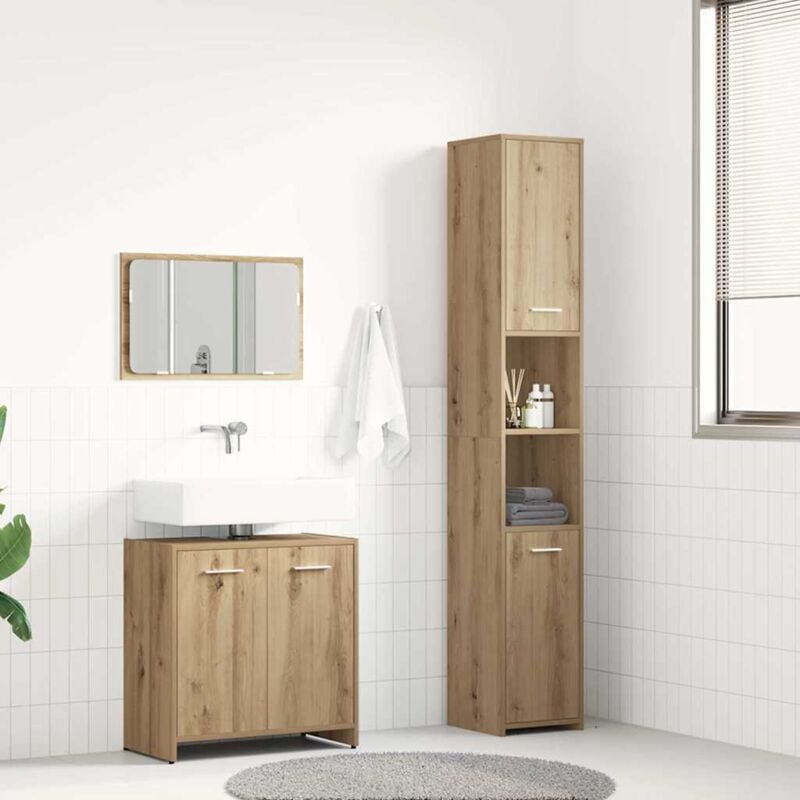 foto del prodotto vidaxl set mobili da bagno 3 pz rovere artigianale legno multistrato