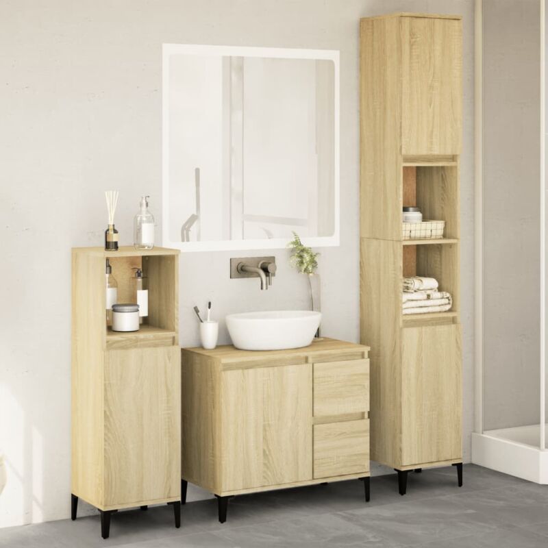 foto del prodotto vidaxl set mobili da bagno 3 pz rovere sonoma in legno multistrato