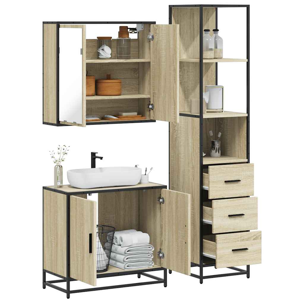 foto del prodotto vidaxl set mobili da bagno 3 pz rovere sonoma in legno multistrato