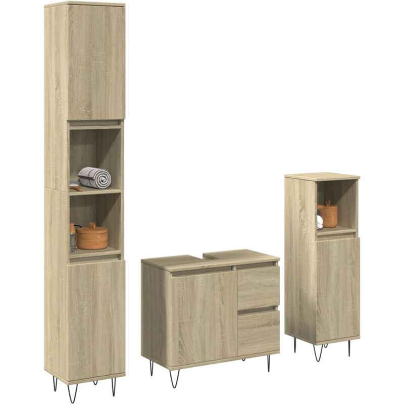 foto del prodotto vidaxl set mobili da bagno 3 pz rovere sonoma in legno multistrato