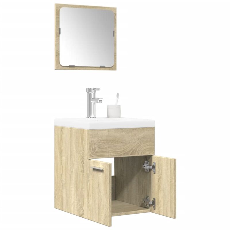 foto del prodotto vidaxl set mobili da bagno 3 pz rovere sonoma in legno multistrato