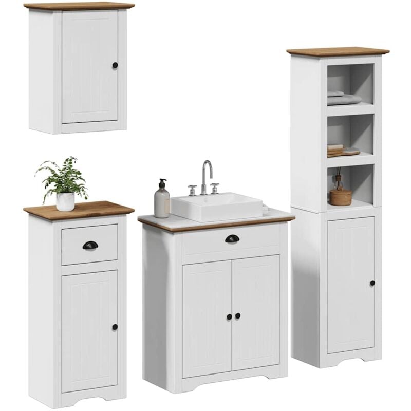 foto del prodotto vidaxl set mobili da bagno 4 pz bodo bianco in legno massello di pino