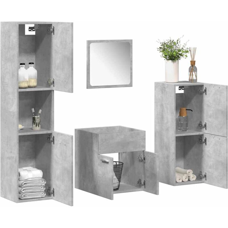foto del prodotto vidaxl set mobili da bagno 4 pz grigio cemento in legno multistrato