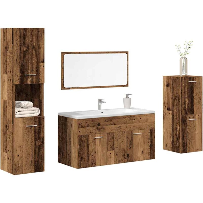 foto del prodotto vidaxl set mobili da bagno 4 pz legno antico in legno multistrato
