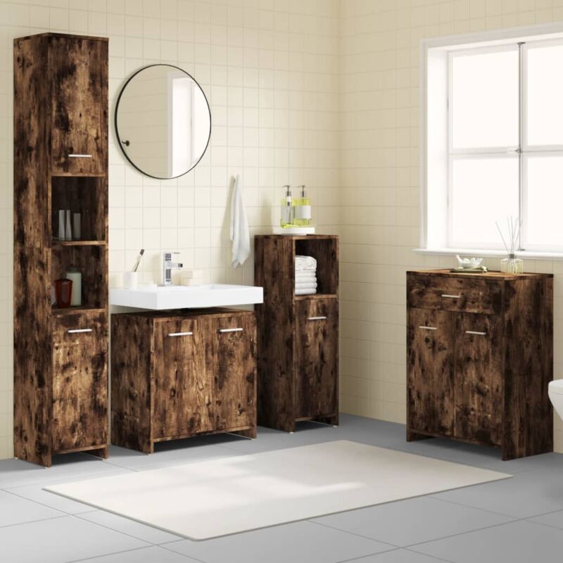 foto del prodotto vidaxl set mobili da bagno 4 pz rovere fumo in legno multistrato 970794