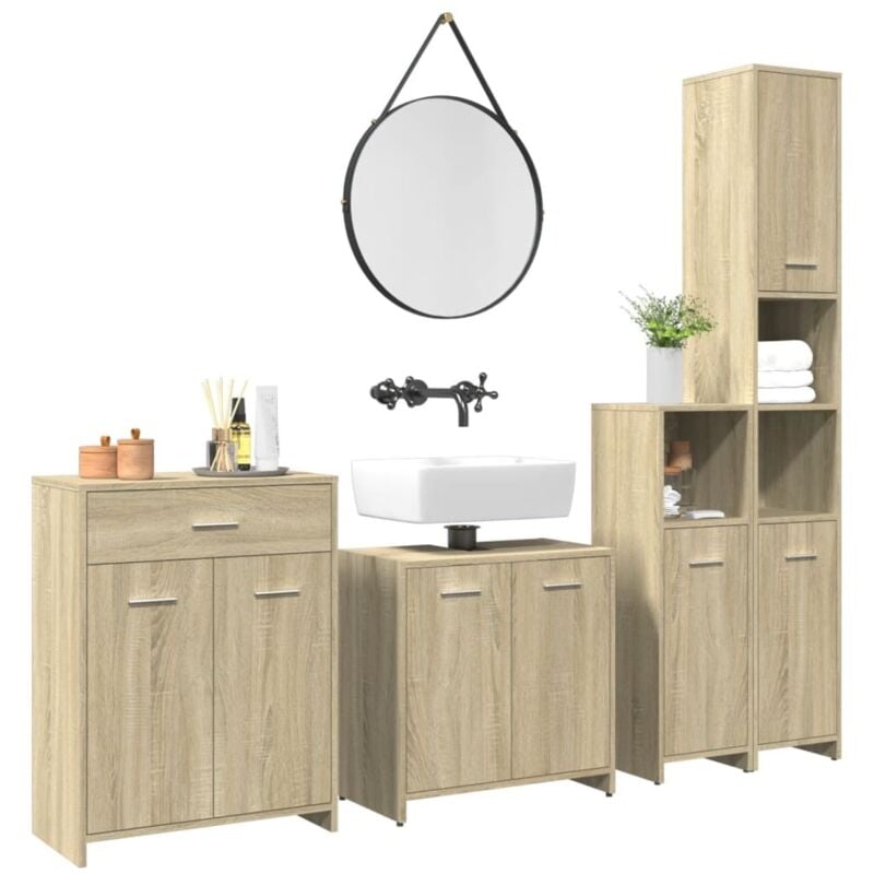 foto del prodotto vidaxl set mobili da bagno 4 pz rovere sonoma in legno multistrato