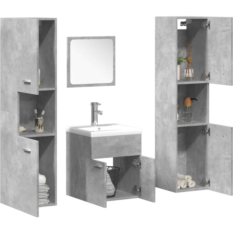 foto del prodotto vidaxl set mobili da bagno 5 pz grigio cemento in legno multistrato