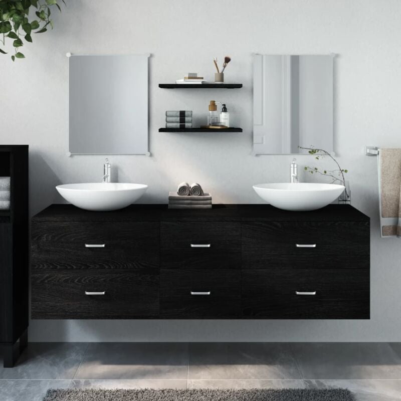 foto del prodotto vidaxl set mobili da bagno 5 pz nero in legno multistrato