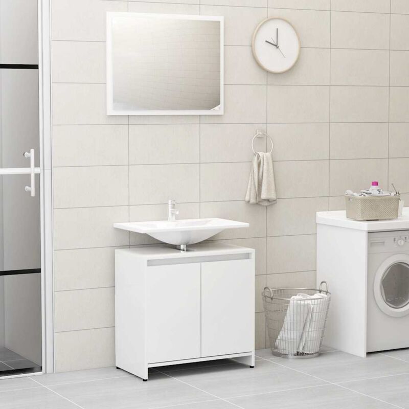 foto del prodotto vidaxl set mobili da bagno bianco lucido in legno multistrato