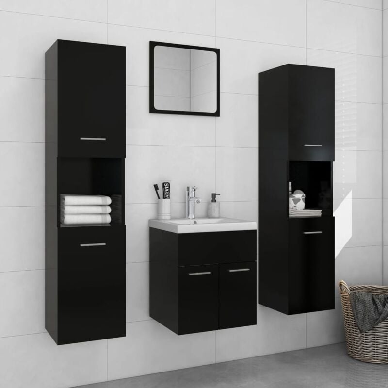 foto del prodotto vidaxl set mobili da bagno nero in legno multistrato