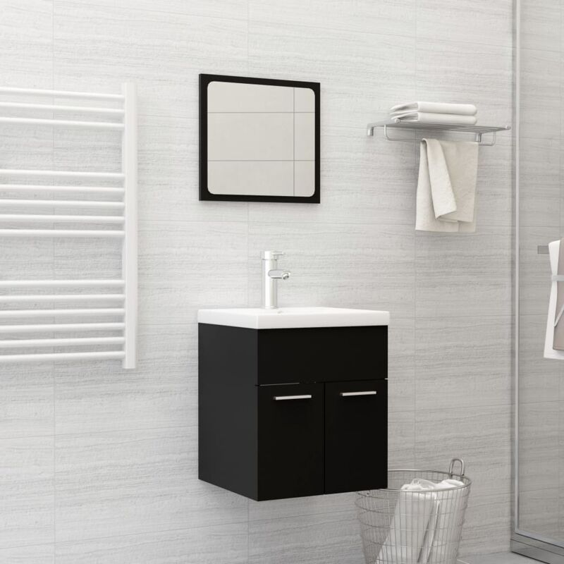foto del prodotto vidaxl set mobili da bagno nero in truciolato