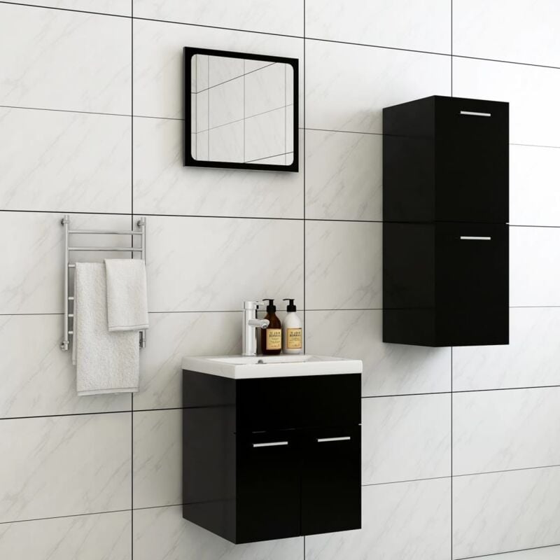 foto del prodotto vidaxl set mobili da bagno nero in truciolato