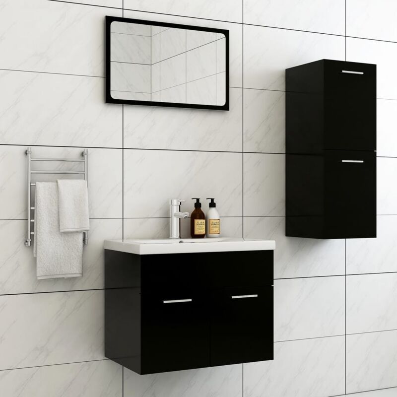 foto del prodotto vidaxl set mobili da bagno nero in truciolato
